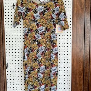 LuLaRoe Yellow and Red Floral Midi Dress